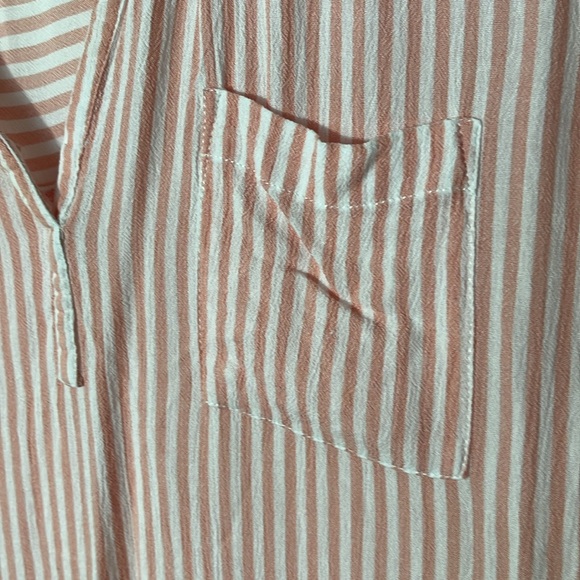 Beach Lunch Lounge rayon pink white striped sleeveless vneck pullover pocket Med - Picture 5 of 12